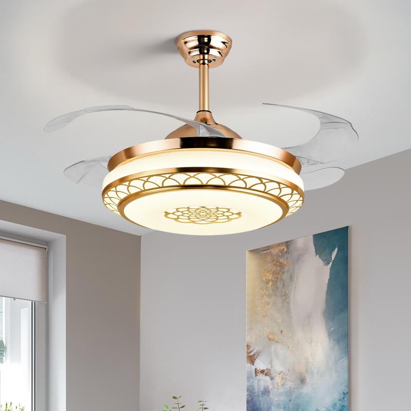 隐形风扇灯家用客厅吊扇灯大风力卧室餐厅灯一体带LED电风扇吊灯