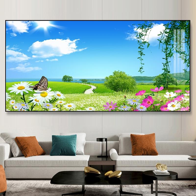 现代简约田园风景客厅装饰画 画沙发背景晶瓷树林卧室饭厅墙壁挂图片