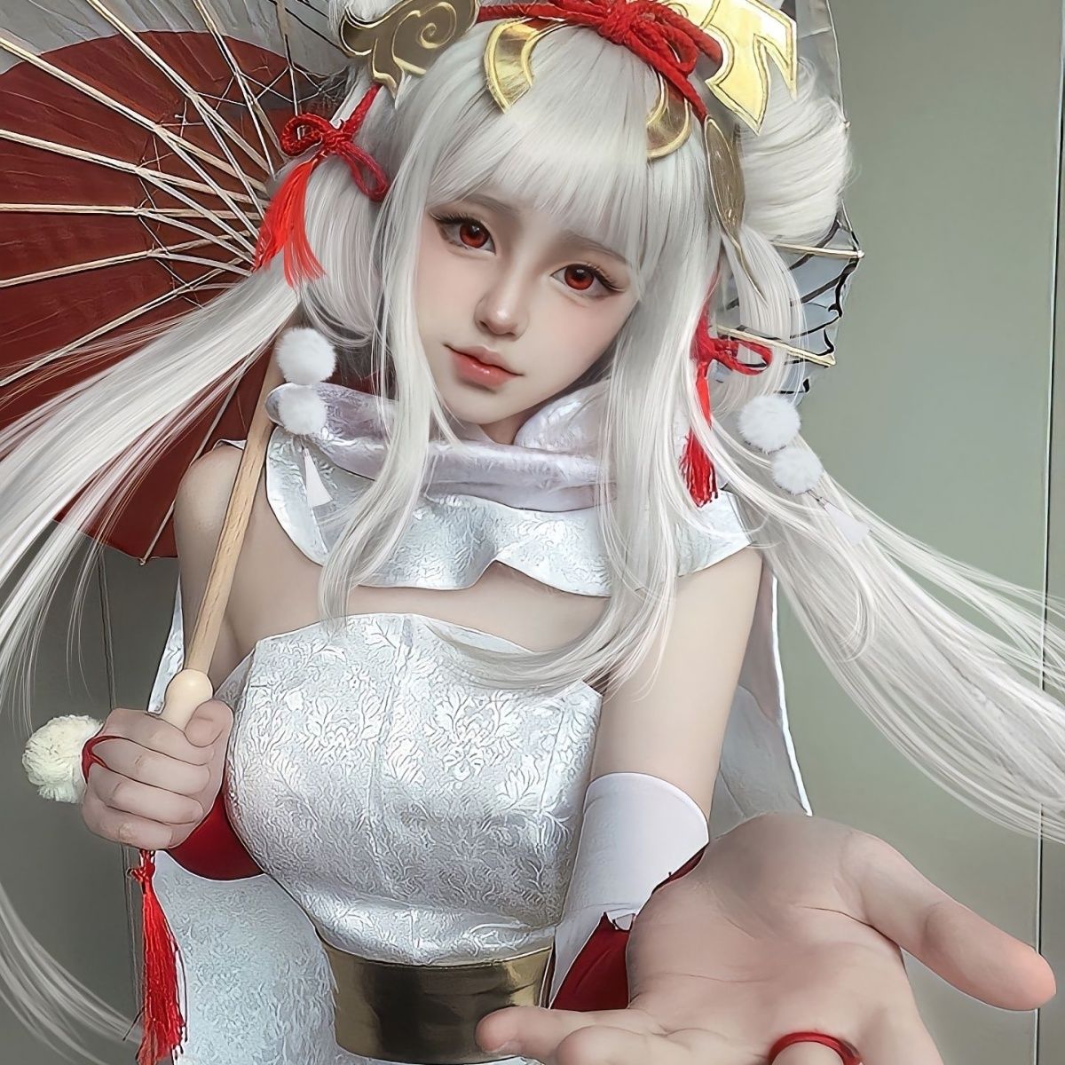 公孙离祈雪灵祝cos服装全套cosplay立领暗纹套装阿离cos服假发+伞