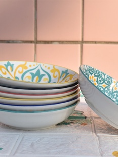 6个装 陶瓷碟子创意家用小号碗底碟小吃点心水果盘酱料调味深口碟