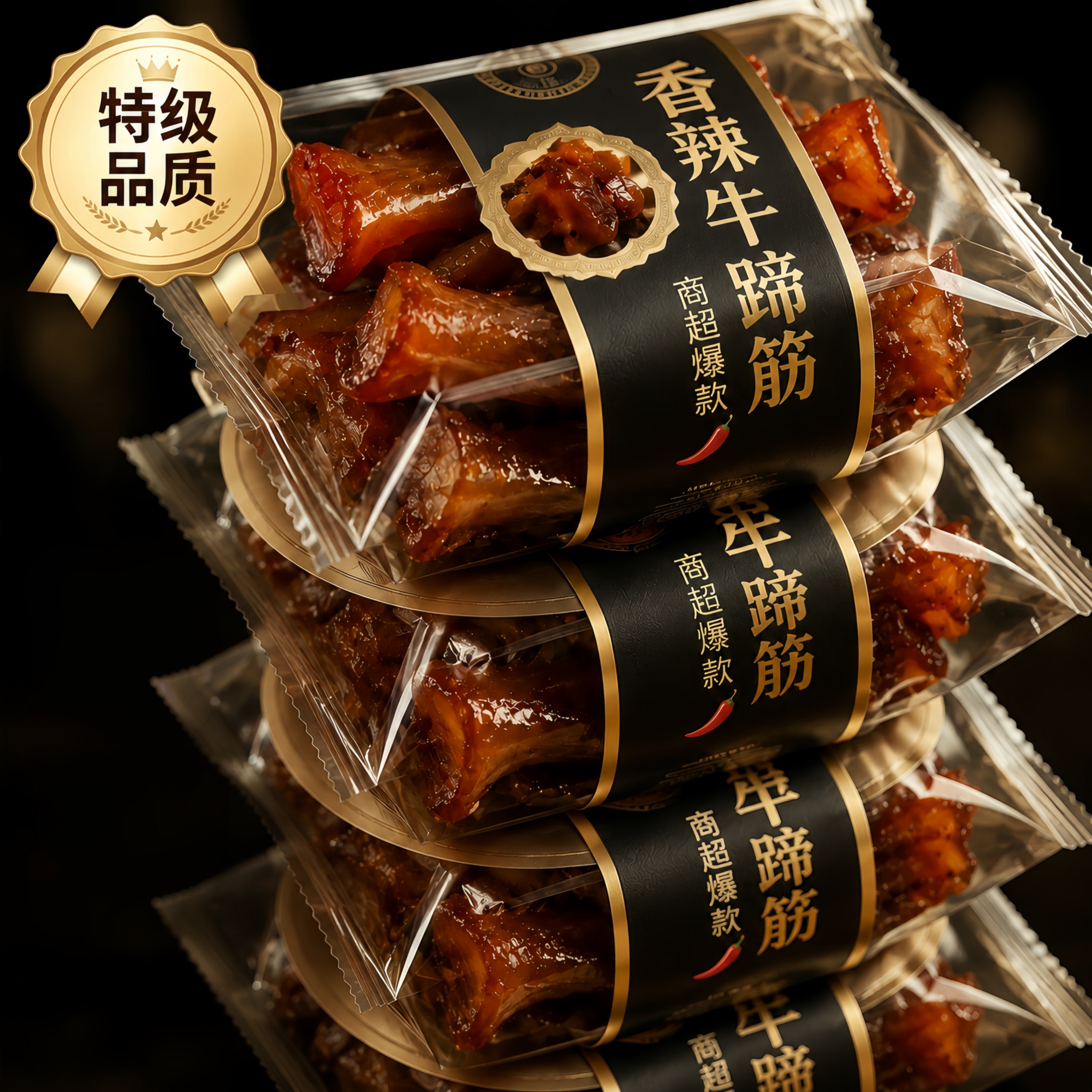 内蒙古香辣牛蹄筋即食麻辣五香水晶卤味牛筋零食牛板筋休闲食品吃