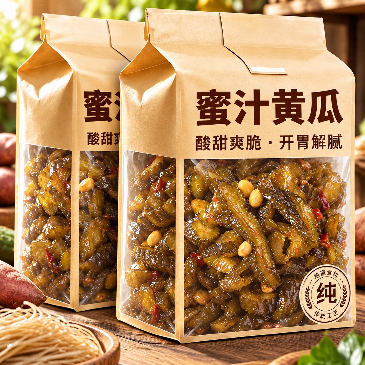 香甜脆瓜蜜汁脆黄瓜香辣酱黄瓜腌菜开胃即食下饭菜酱菜咸菜配粥菜
