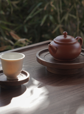 九间房黑胡桃木壶承杯承实木紫砂壶隔热杯垫干泡台茶托盘泡茶台