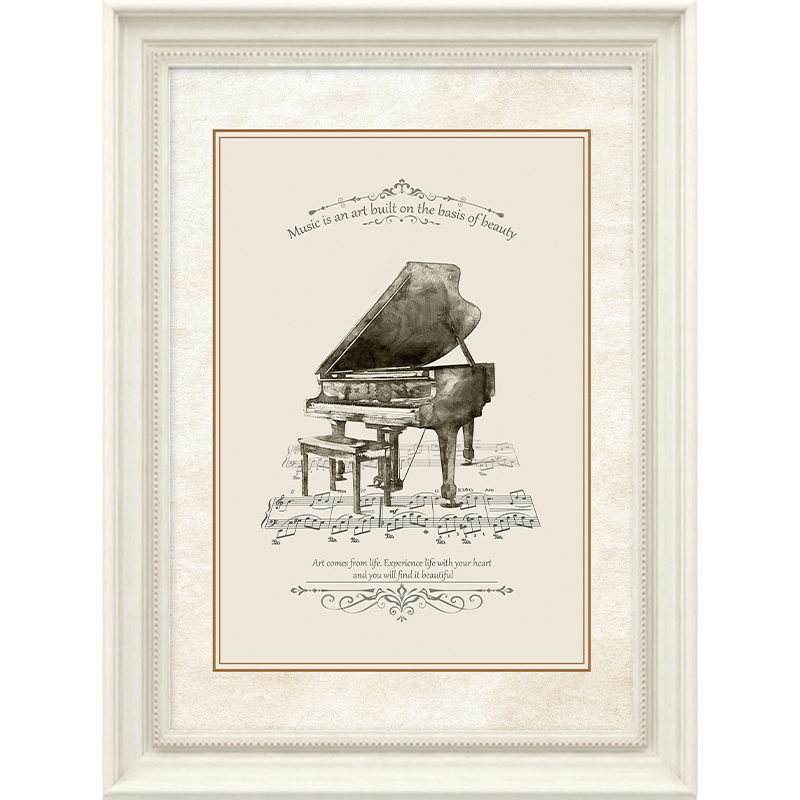 欧式音乐教室装饰画美式黑白钢琴乐器挂画玄关客厅壁画琴房琴行图片