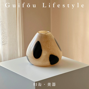 归缶新中式斑点线条玻璃花器水培绿植百合花瓶高级感摆件搭配套装