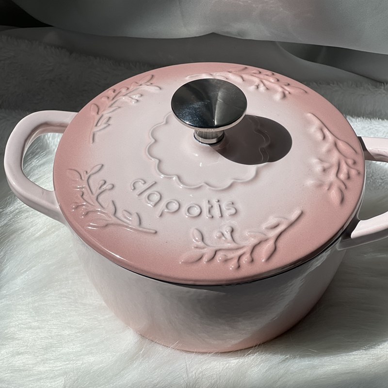 三厦铸铁珐琅锅奶锅宝宝辅食锅光面珐琅红烧肉锅煲仔饭焖炖锅16CM