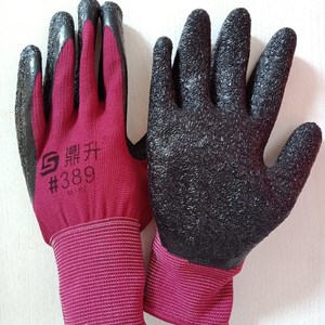 12双包邮鼎升#389乳胶皱纹手套防滑耐磨挂胶劳保防护工作手套包邮