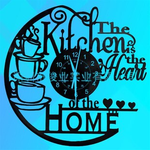 12 英寸(约 30.5 厘米)厨房乙烯基唱片挂钟 厨房热销家居主题挂钟