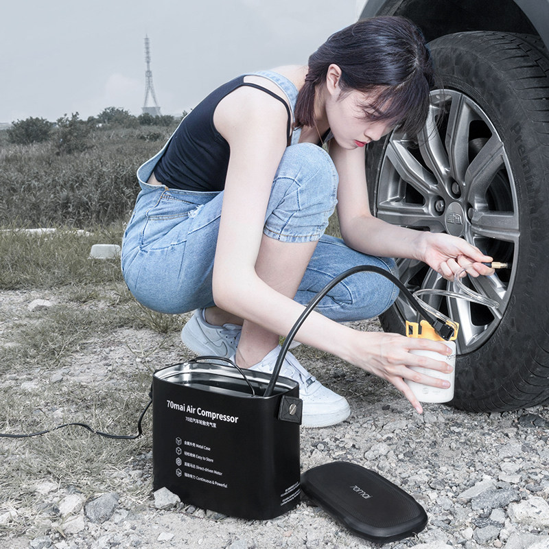 70迈车载充气泵汽车用车胎冲打加气泵大功率12V便携式通 家用两用