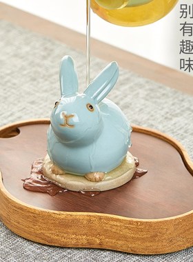 可爱兔子摆件家居饰品陶瓷客厅酒柜茶台茶宠办公室桌面小装饰品