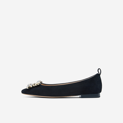 NineWest/玖熙浅口单鞋绒面平跟