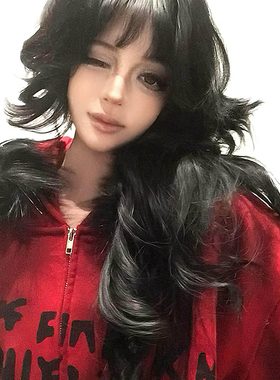 Ezwik原创黑红毛领朋克视觉系破坏脏染暗黑摇滚亚文化卫衣外套