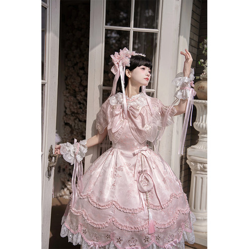 【垂丝樱花定金链接】Lunethe月落成诗 中华风旗袍斗篷樱花lolita