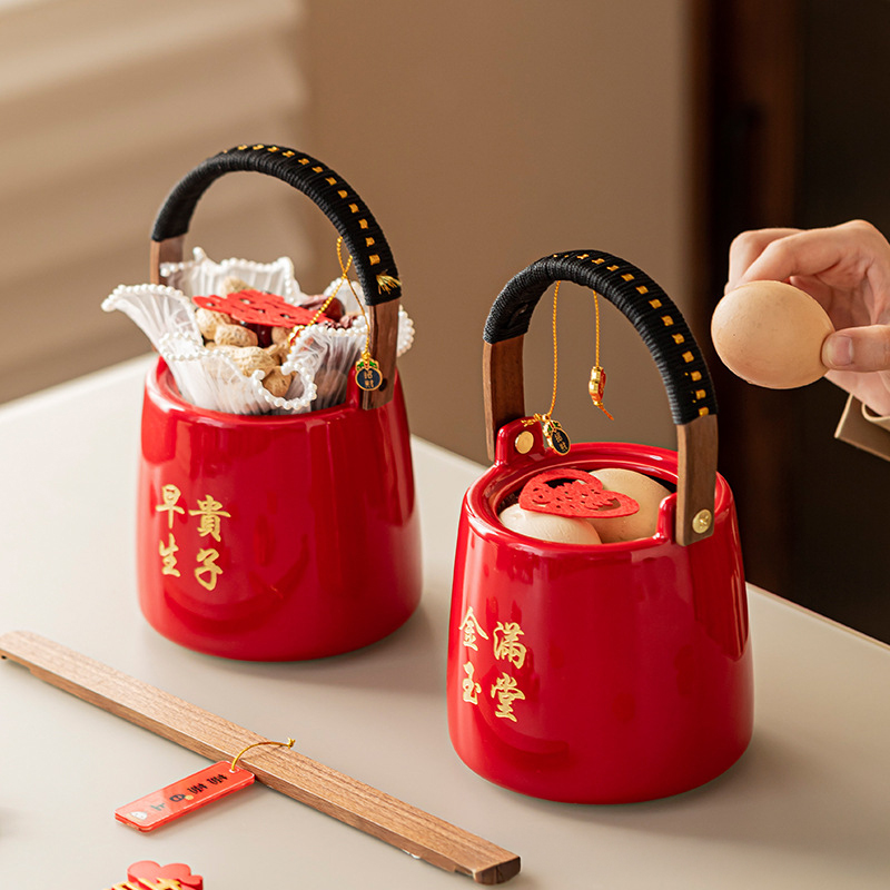 子孙桶结婚婚庆用品大全出嫁用喜事摆件娘家陪嫁女方红色嫁妆新婚