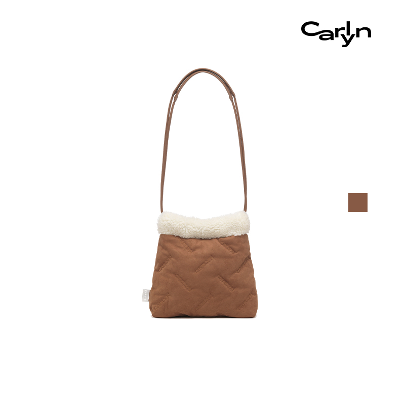 Carlyn  SHEARLING TWEE MINI棕色毛绒垃圾袋单肩包手提云朵包