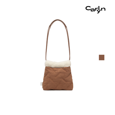 Carlyn  SHEARLING TWEE MINI棕色毛绒垃圾袋单肩包手提云朵包