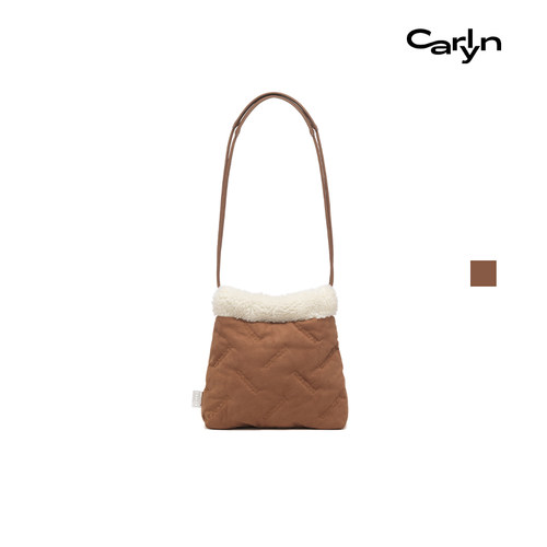 Carlyn  SHEARLING TWEE MINI棕色毛绒垃圾袋单肩包手提云朵包
