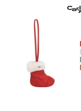 Carlyn SHEARLING SOCKS CHARM迷你礼物包包挂扣红色袜毛绒挂件