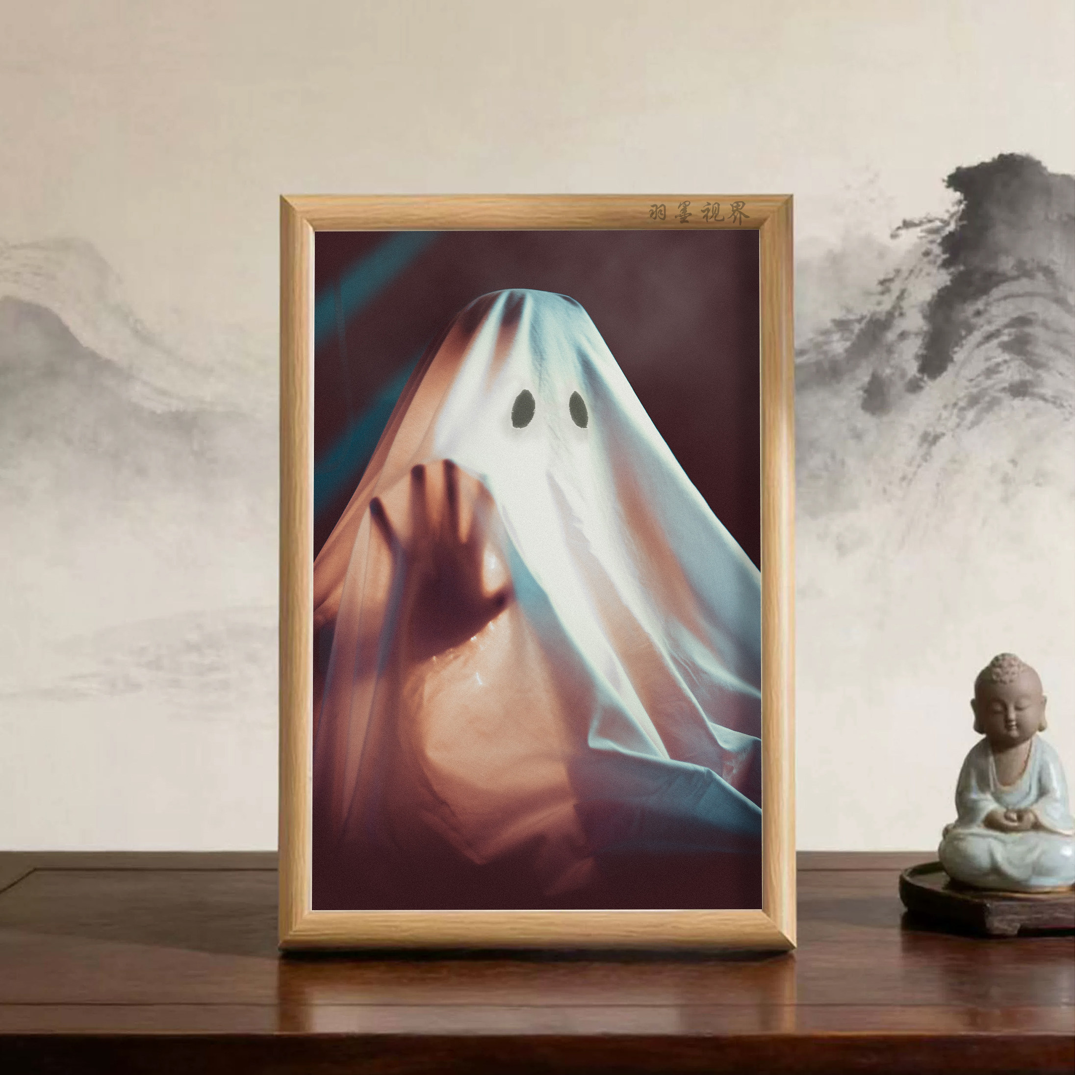 复古胶片风幽灵招手场景装饰画卧室暗黑趣味风摆台