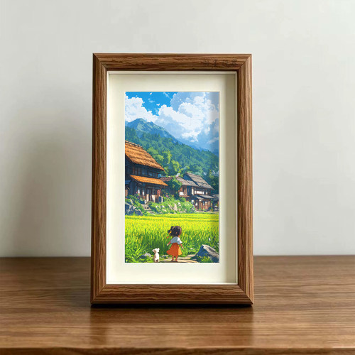 日系动漫乡村风景装饰画桌面摆画