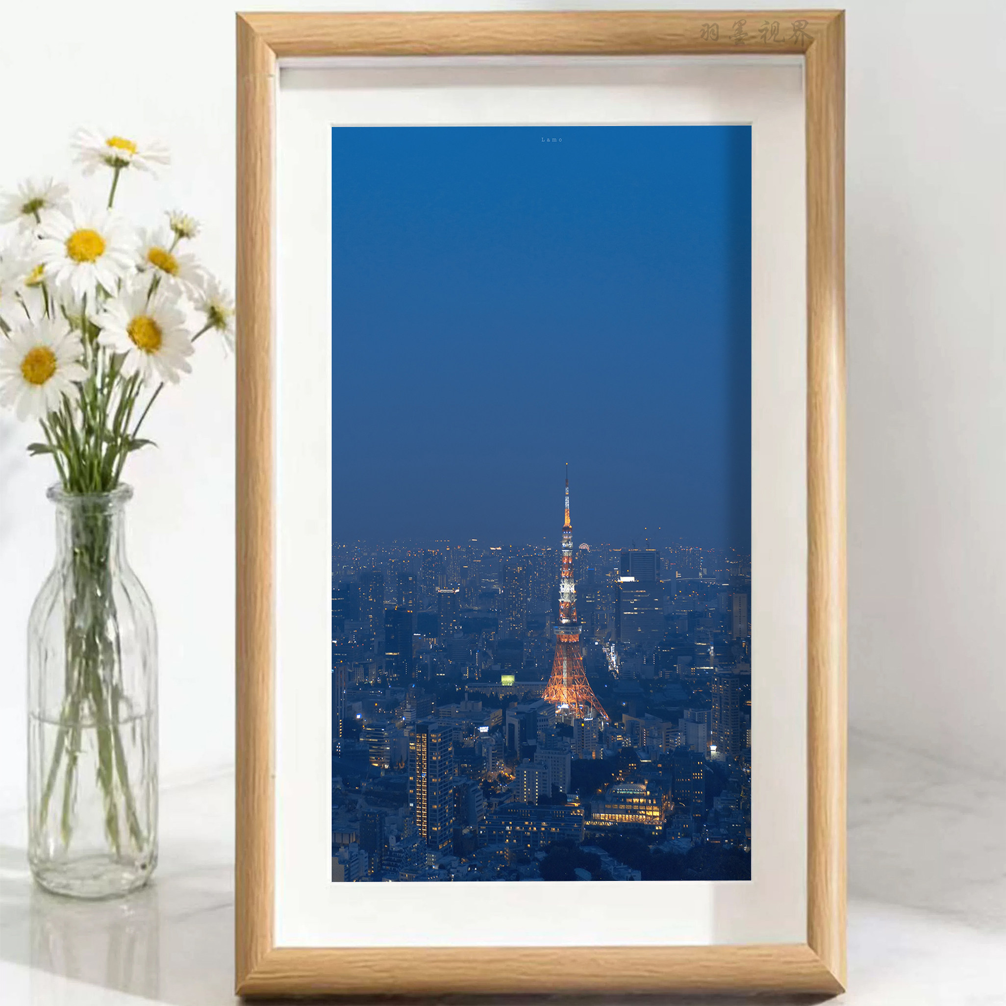 东京塔夜景装饰画桌面氛围感摆画