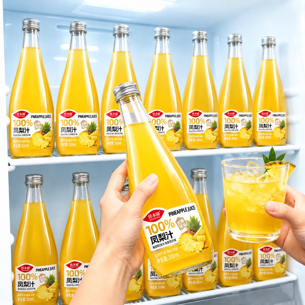 【300ml*6瓶】100%凤梨果汁饮料夏季清爽酸甜可口解腻新日期批发
