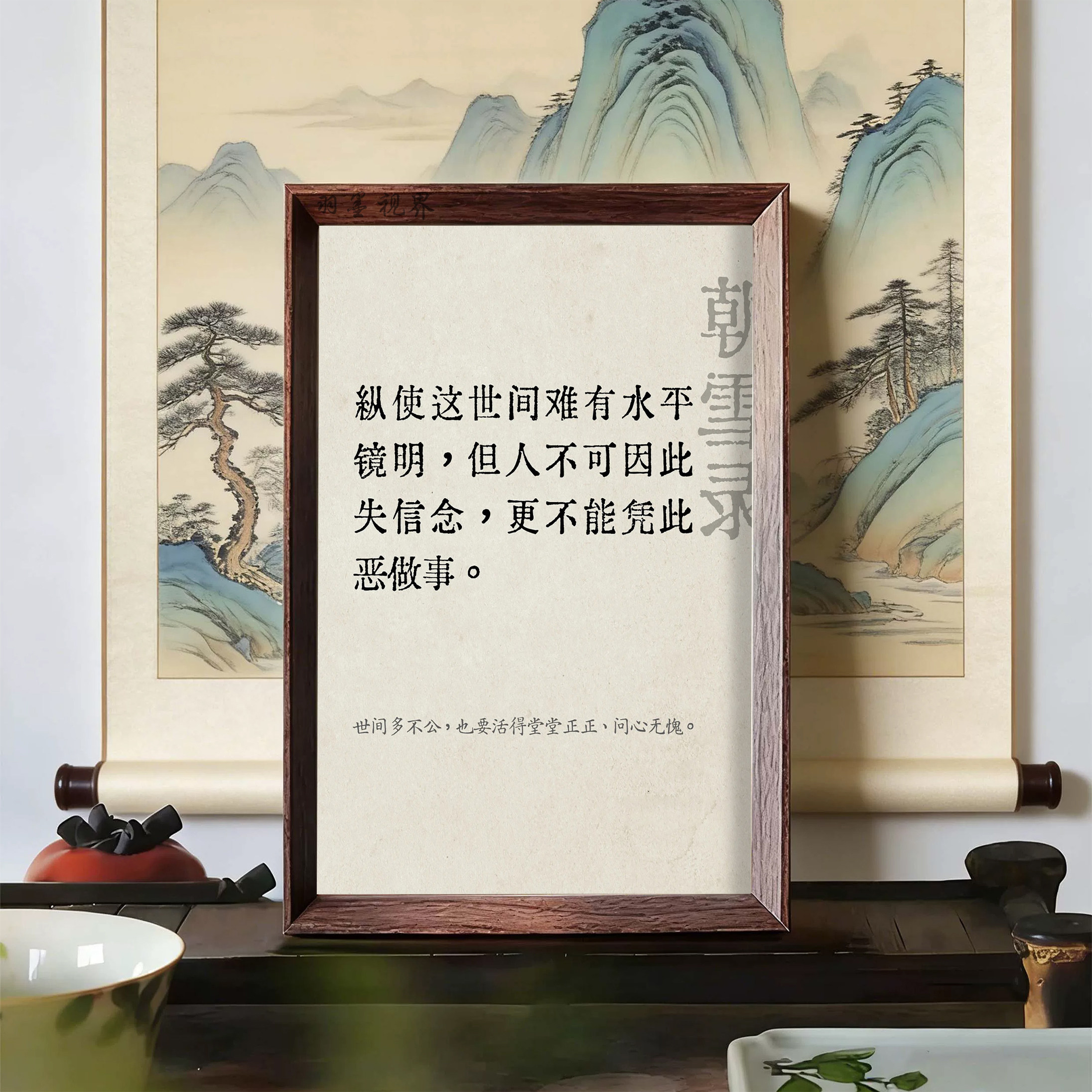 堂堂正正问心无愧语录桌面摆件 新中式励志氛围感摆台