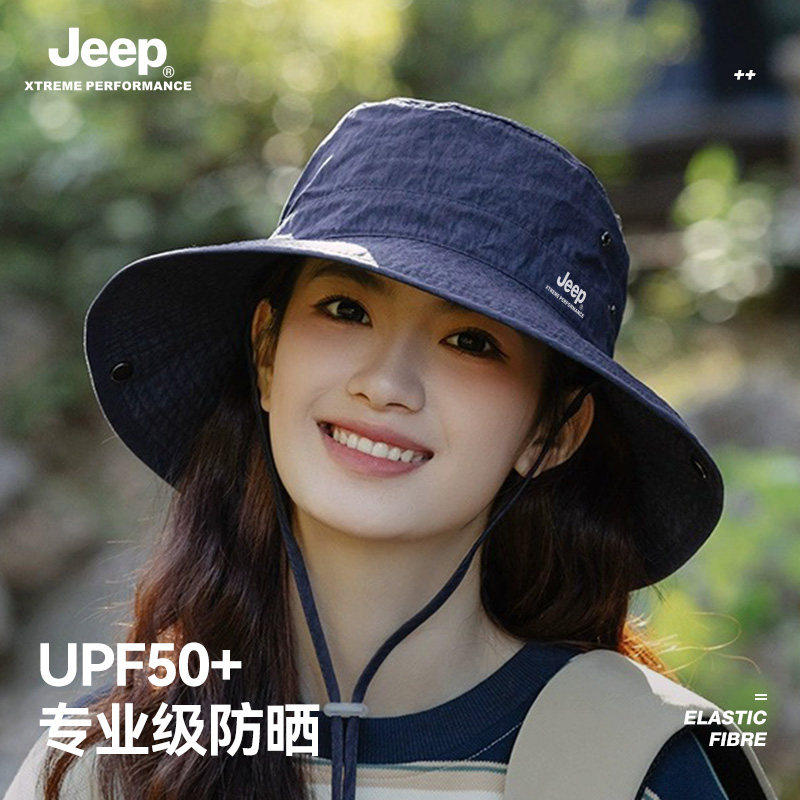 jeep吉普渔夫帽夏季遮阳女士透气登山防紫外线太阳徒步防晒帽子女