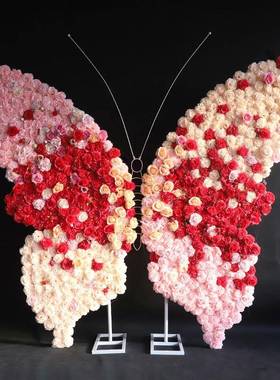 外贸大型蝴蝶装饰花墙婚礼立体美陈装饰翅膀橱窗造景舞台场景布置