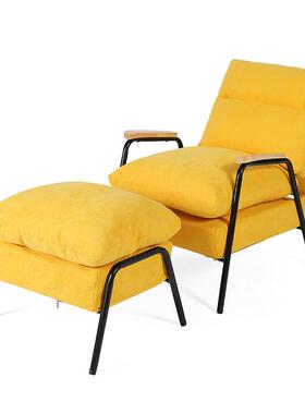 F4实木扶手沙发椅懒人沙发北欧单人小户型卧室客厅阳台休闲躺椅