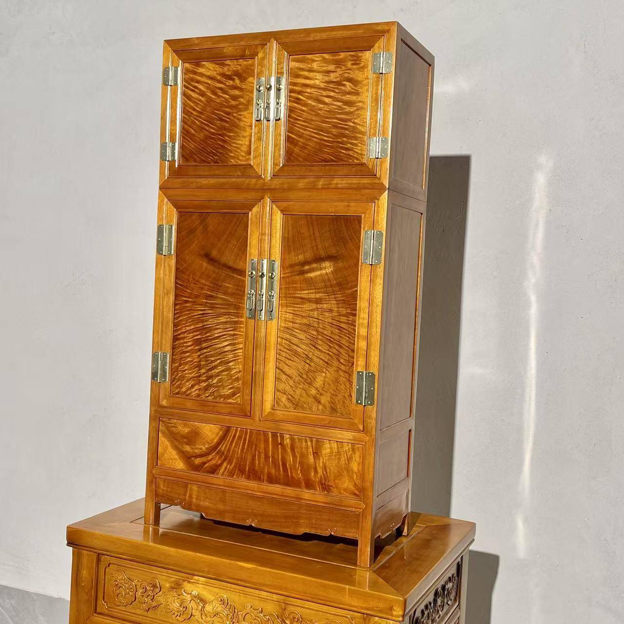 金丝楠木独板满水波顶箱柜小摆件四川小叶桢楠收纳柜储物柜