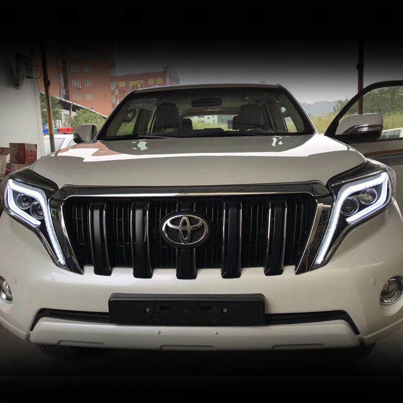 适用于14-17款新霸道普拉多大灯总成改装专用氙气大灯LED日行灯