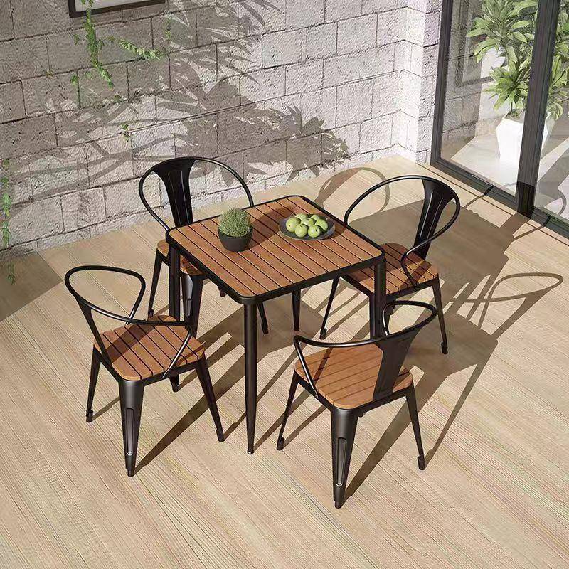 简约铁艺户外休闲桌椅组合甜品奶茶店露天桌椅室外4人6人洽谈桌