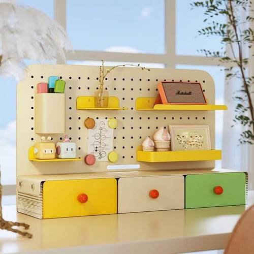 置物架桌上洞洞板桌面收纳架书桌多功能收纳盒办公室简约整理隔板