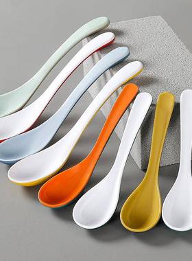 北欧风密胺餐具勺子餐厅饭店商用双色汤勺塑料汤匙调羹彩色仿瓷勺