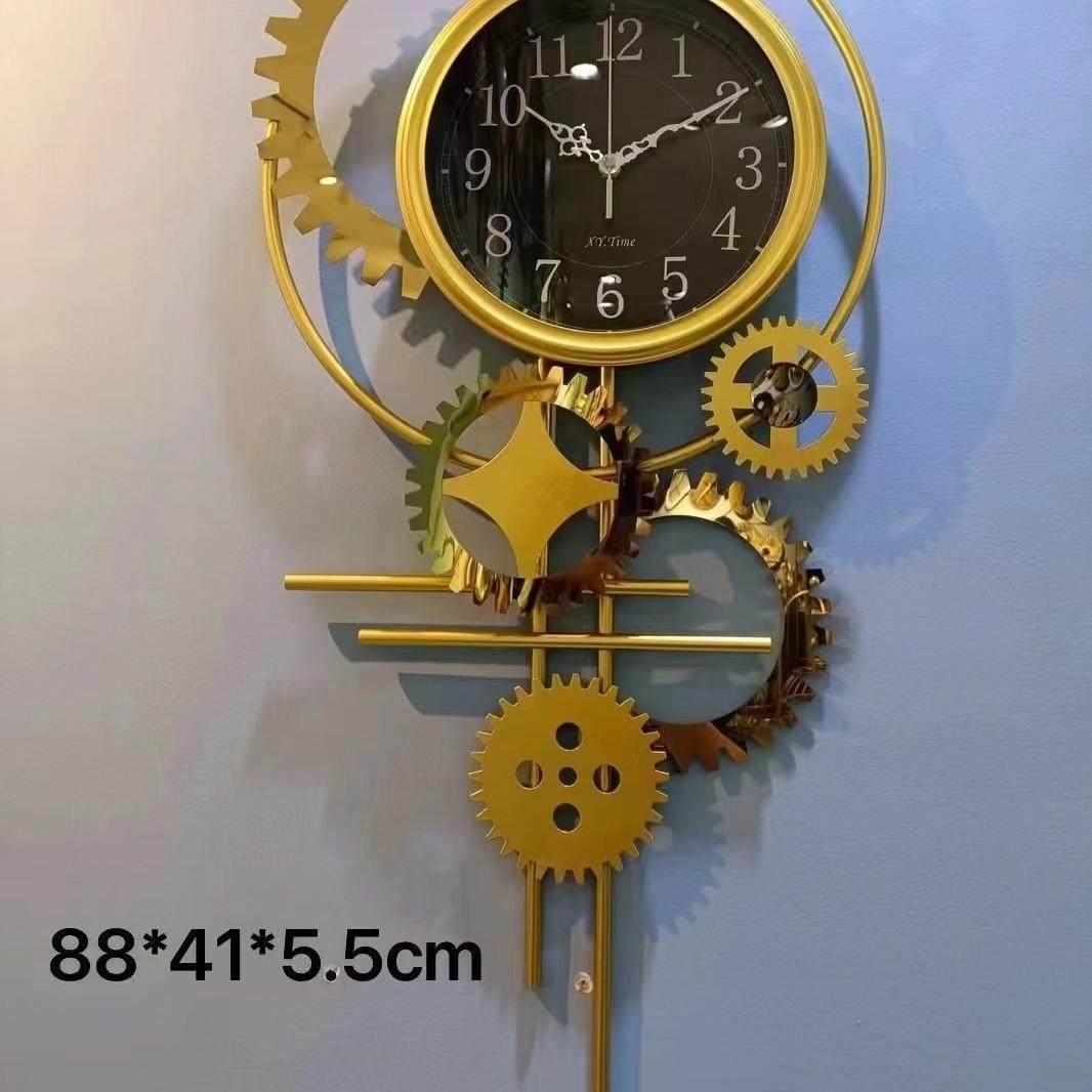 不锈钢片风轻奢铁艺创意挂钟客厅墙面静音钟表挂墙艺术时钟表装饰