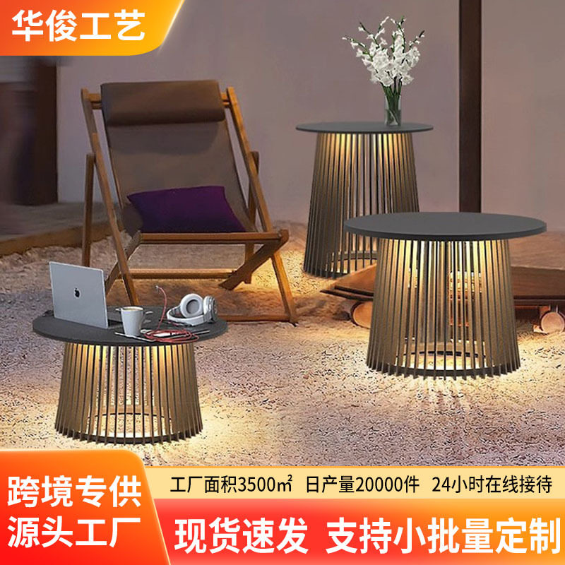 跨境铁艺庭院灯太阳能户外茶几防水园林花架草坪灯氛围落地庭院灯