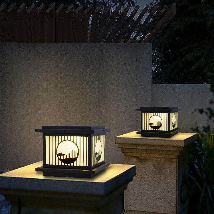 智能太阳能柱头灯遥控防水庭院灯光感开关别墅围墙灯门柱灯户外灯