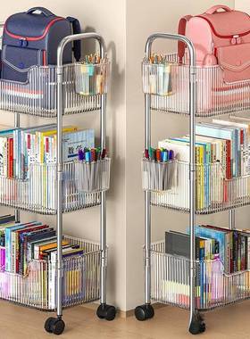 亚克力书包置物架落地移动小推车放书本桌下柜家用多层收纳架