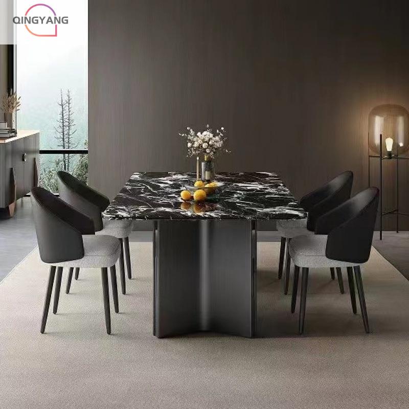 清洋轻奢意式超晶石餐桌餐桌椅现代组合简约家用高端长方形饭桌