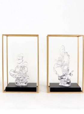 新中式现代树脂太湖石雕塑摆件客厅玄关样板房博古架展厅软装饰品