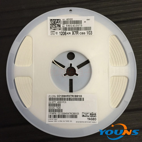 贴片电容国巨CC1206KRX7RCBB1031206103K10NF10%1KV