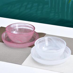 水墨彩玻璃沙拉碗日式 饭碗大水果盘子甜品碗 碗碟套装 家用餐具个性