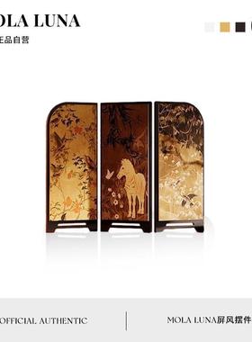 MOLA.Sentence.摆件中古风百蝶图屏风桌面入户玄关装饰画 | 带句