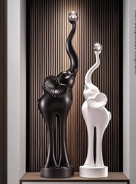 丰富吉祥大象装饰品客厅落地无障碍豪华创意入口壁龛电视柜装饰品