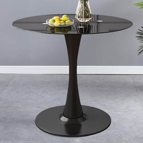 圆桌玻璃面郁金香餐桌简约户外阳台商场洽谈桌会客桌家用吃饭桌子