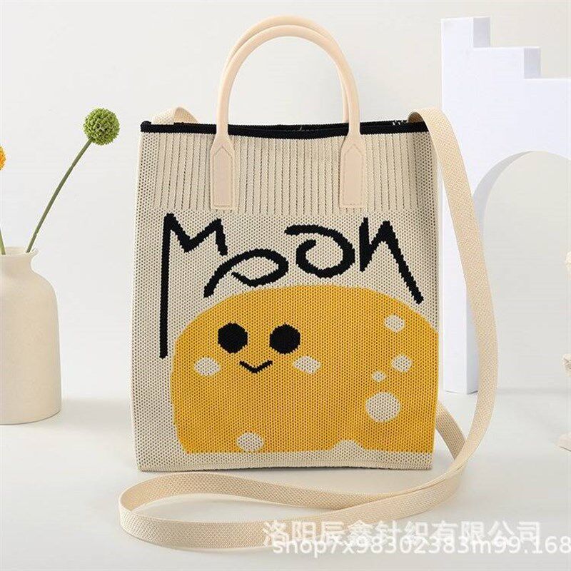 FASHIONABLE ATMOSPHERE MOM BAG KNITTED BAG EXPLOSIVE OPEN HANDBAG GEOMETRIC DRAWING NEW CROSSBODY BAG KNITTED MOBILE PHONE BAG
