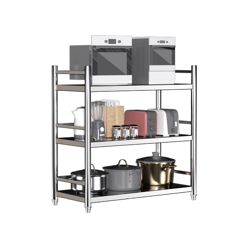 围栏不锈钢置物架厨房落地式多层微波炉收纳层架子家用烤箱储物货