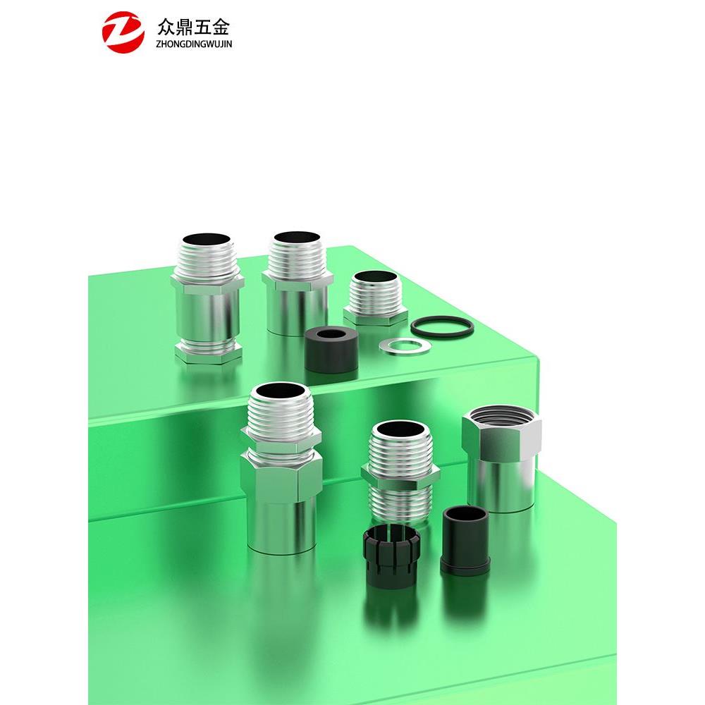 304不锈钢铠装防爆电缆格兰头单外填料函电缆夹紧双头接头格兰头