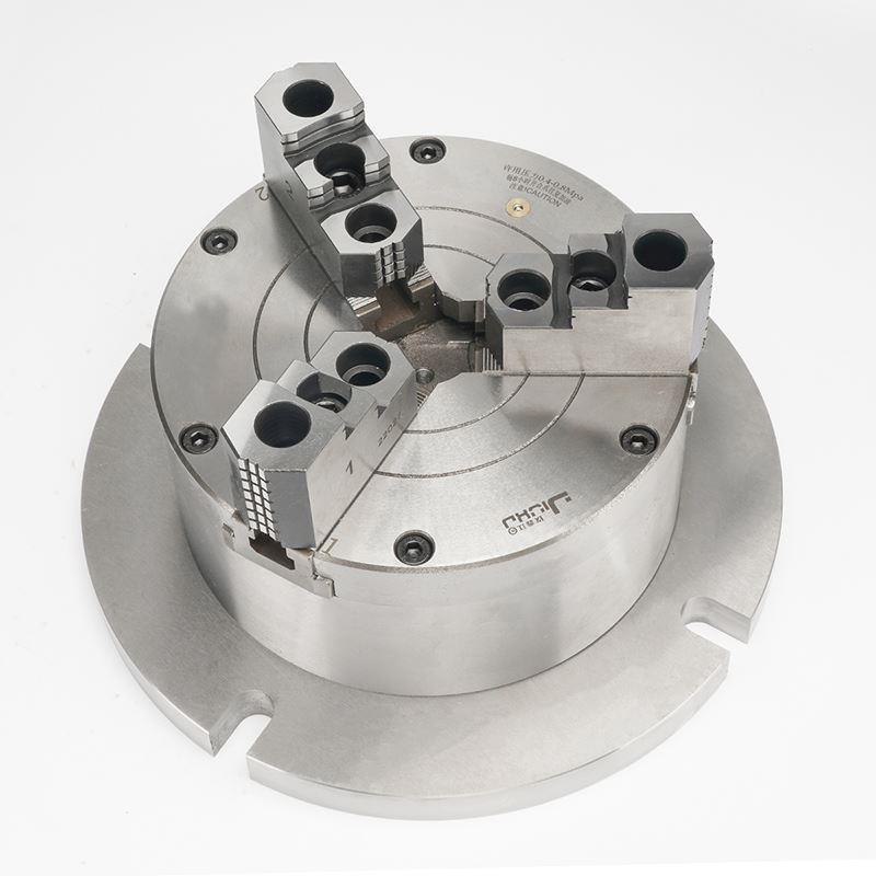 玖鑫江立式三爪气动卡盘高精度夹具标配硬爪工厂直销机床加工中心